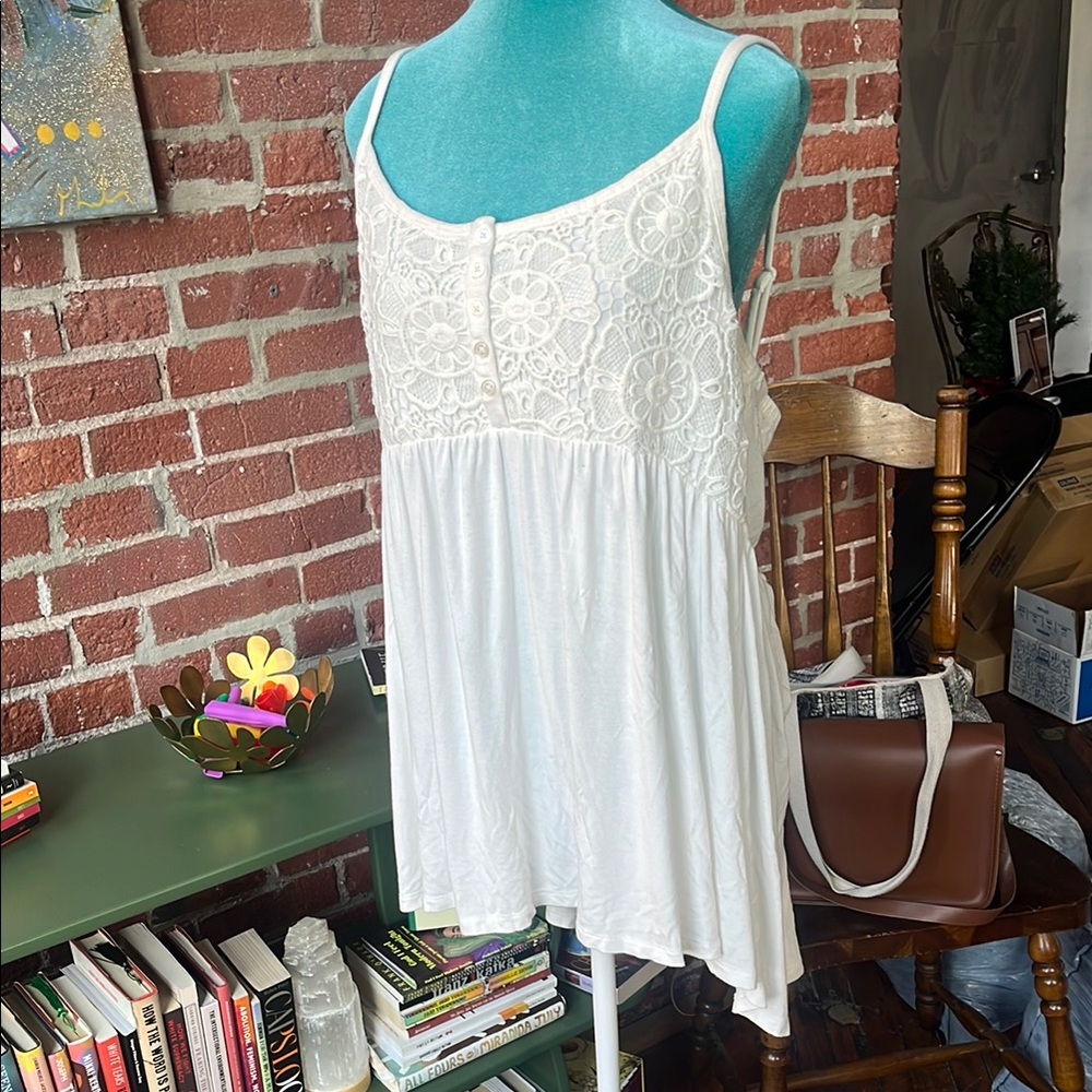 boho hi-lo White Lace Women's Top